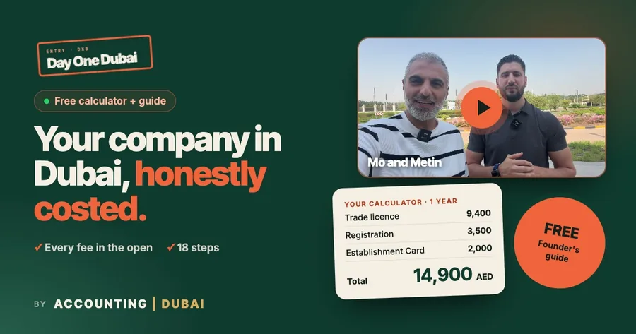 Day One Dubai: setup cost calculator and free founder's guide by Metin and Mo
